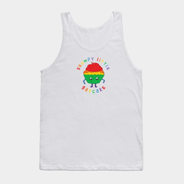 Grumpy Little Gaycake - LGBT Design - Green Version Tank Top by Funky Chik’n